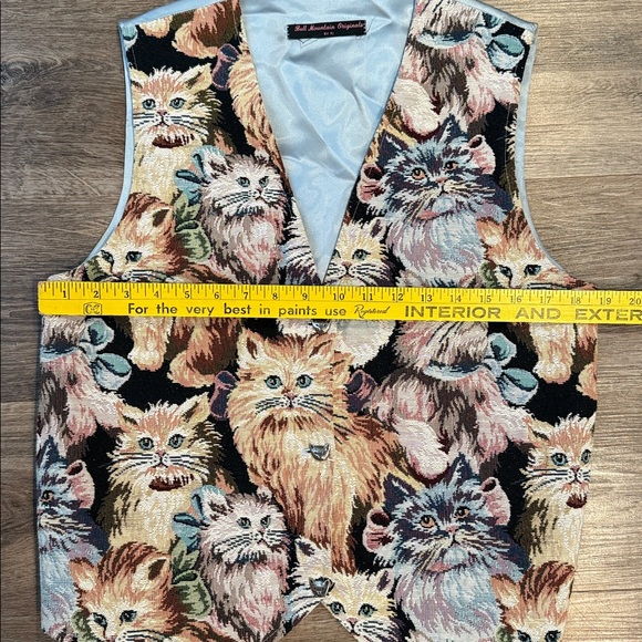 Vintage Tapestry Cat Vest 80s 90s Novelty Size M - Picture 3 of 6